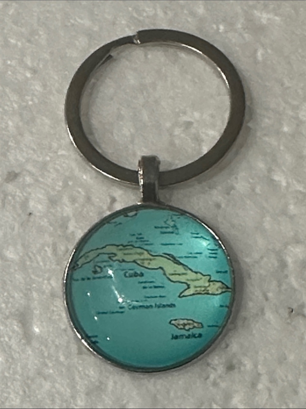 Turquoise Map of Cuba Keychain